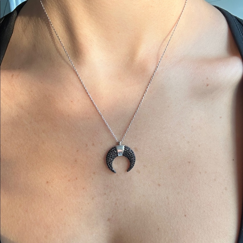 CZ Diamond Crescent Horn Necklace
